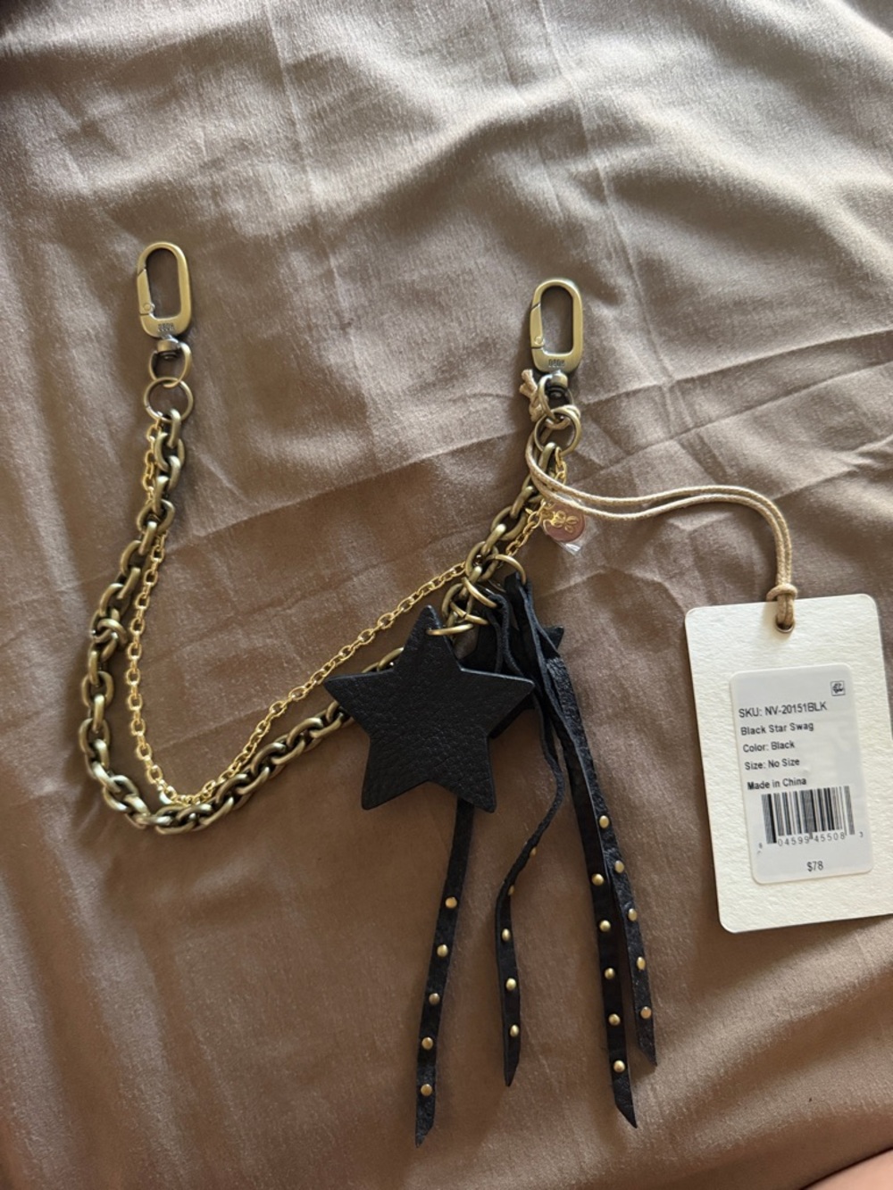Hobo Black Star Charm Chain Accessory with Tassels - Women Accessories